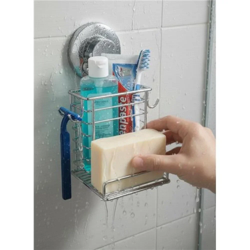 Toothbrush Holder Wall Mounted Suction Cup Toothpaste Organizer Rustproof Stainl
